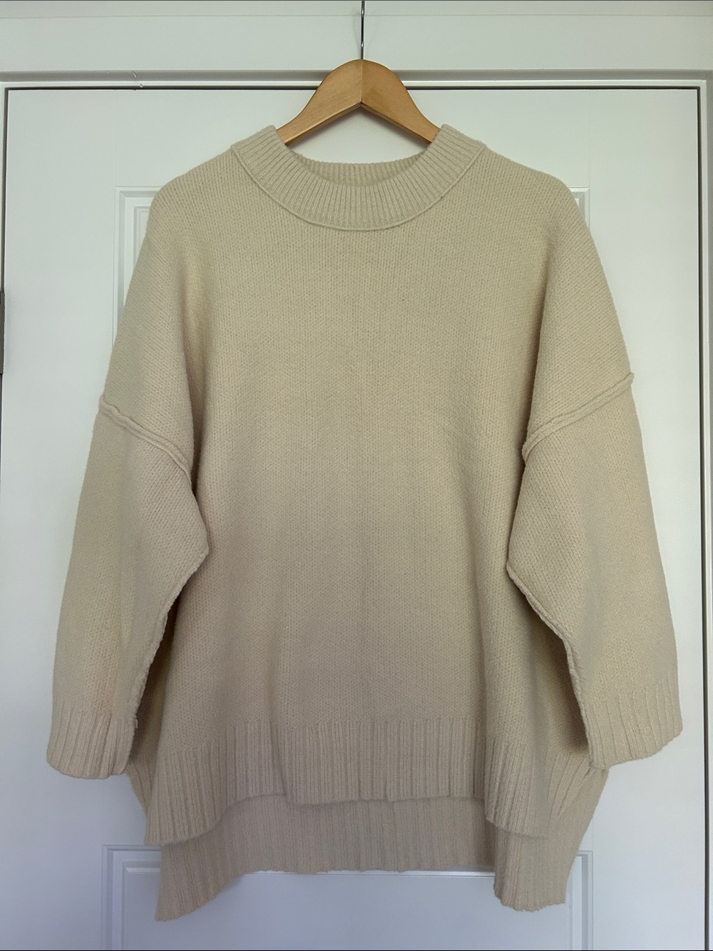 Free People Oversized Scoopneck Sweater - Cream
